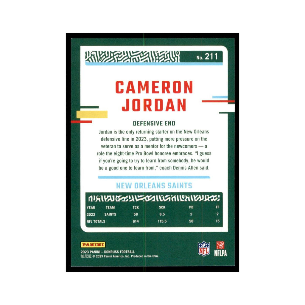 Cameron Jordan 2023 Donruss #211 New Orleans Saints Football Card NM