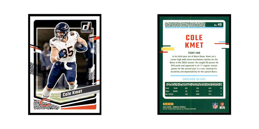 Cole Kmet 2023 Donruss #49 Chicago Bears Football Card NM