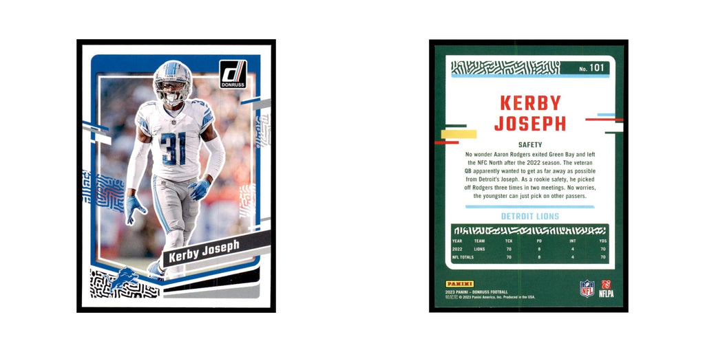 Kerby Joseph 2023 Donruss #101 Detroit Lions Football Card NM