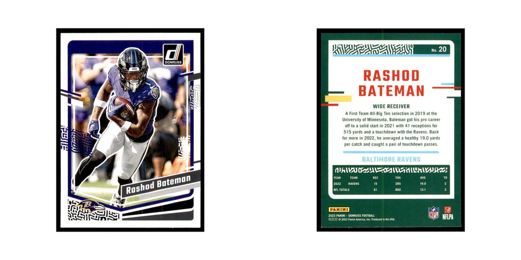 Rashod Bateman 2023 Donruss #20 Baltimore Ravens Football Card NM