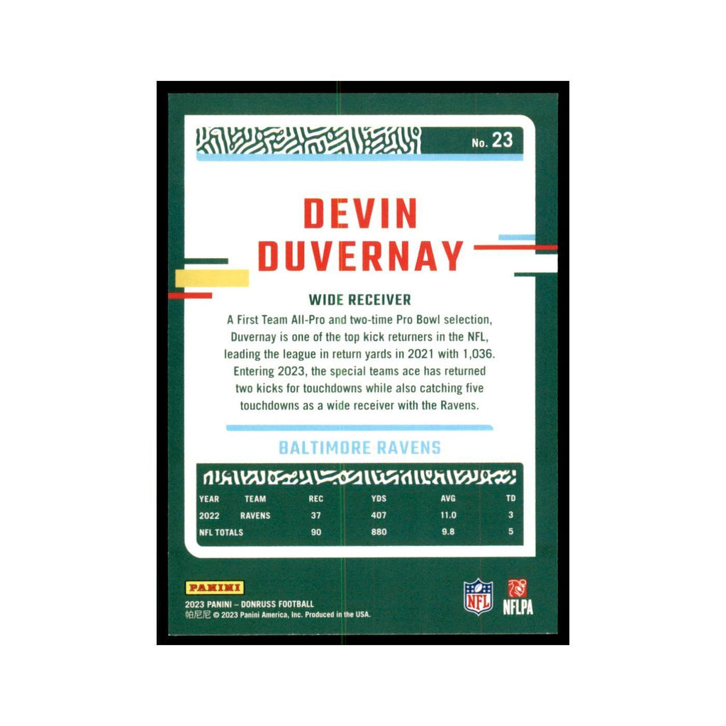 Devin Duvernay 2023 Donruss #23 Baltimore Ravens Football Card NM
