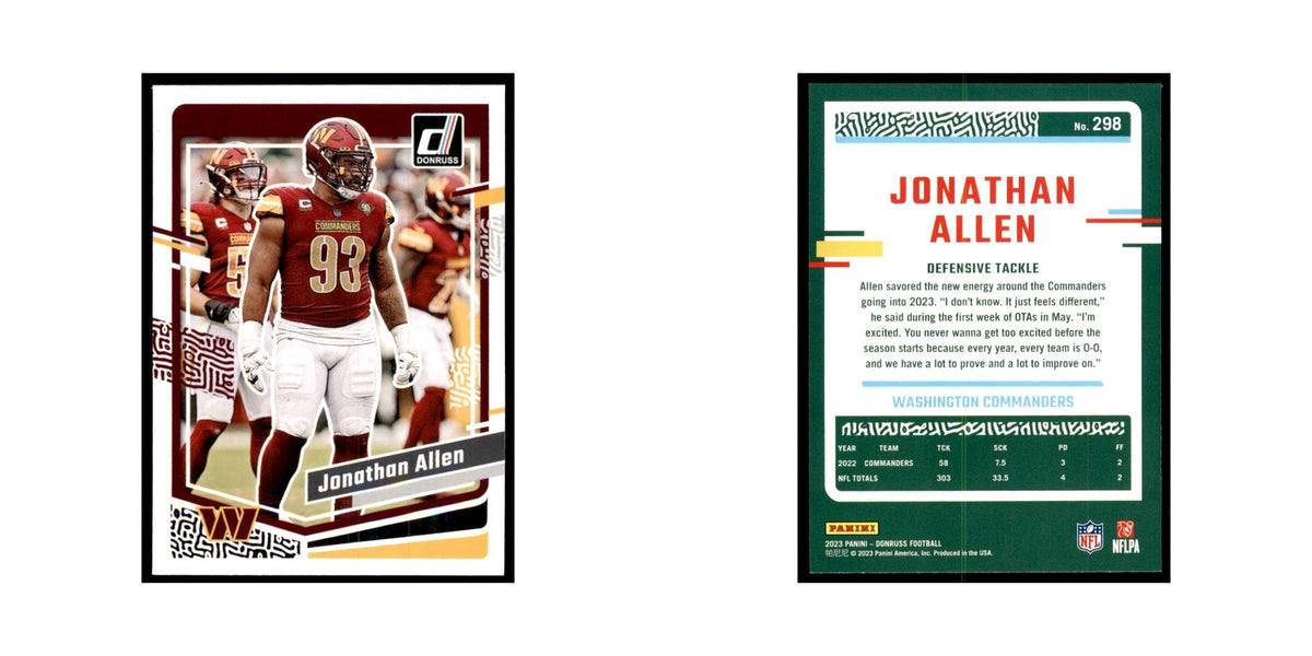 Jonathan Allen 2023 Donruss #298 Washington Commanders Football Card NM