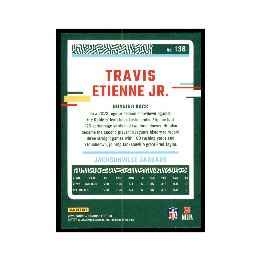 Travis Etienne Jr. 2023 Donruss #138 Jacksonville Jaguars Football Card NM