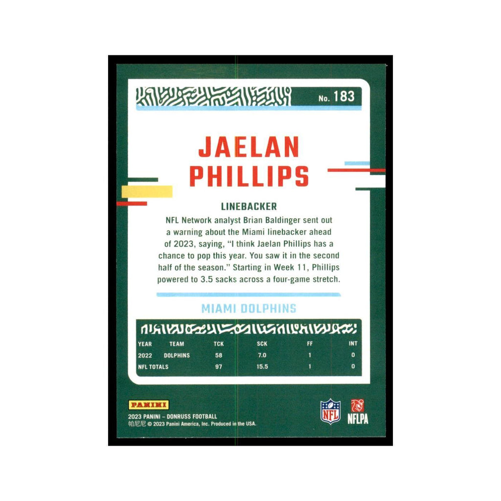 Jaelan Phillips 2023 Donruss #183 Miami Dolphins Football Card NM
