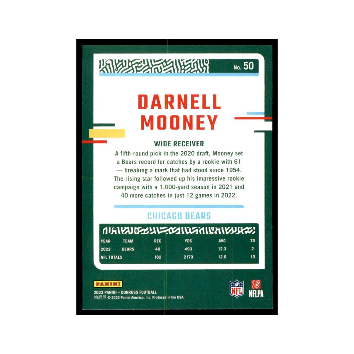 Darnell Mooney 2023 Donruss #50 Chicago Bears Football Card NM