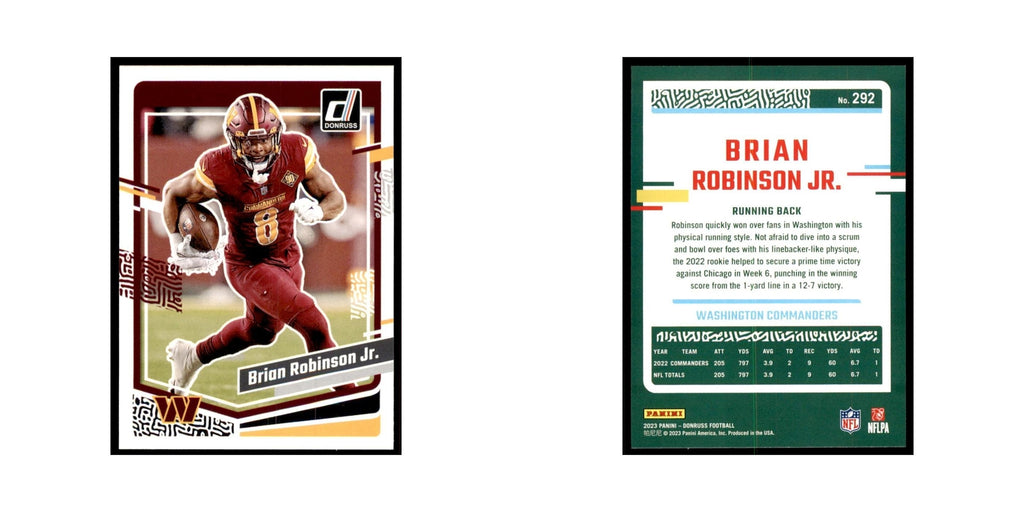 Brian Robinson Jr. 2023 Donruss #292 Washington Commanders Football Card NM