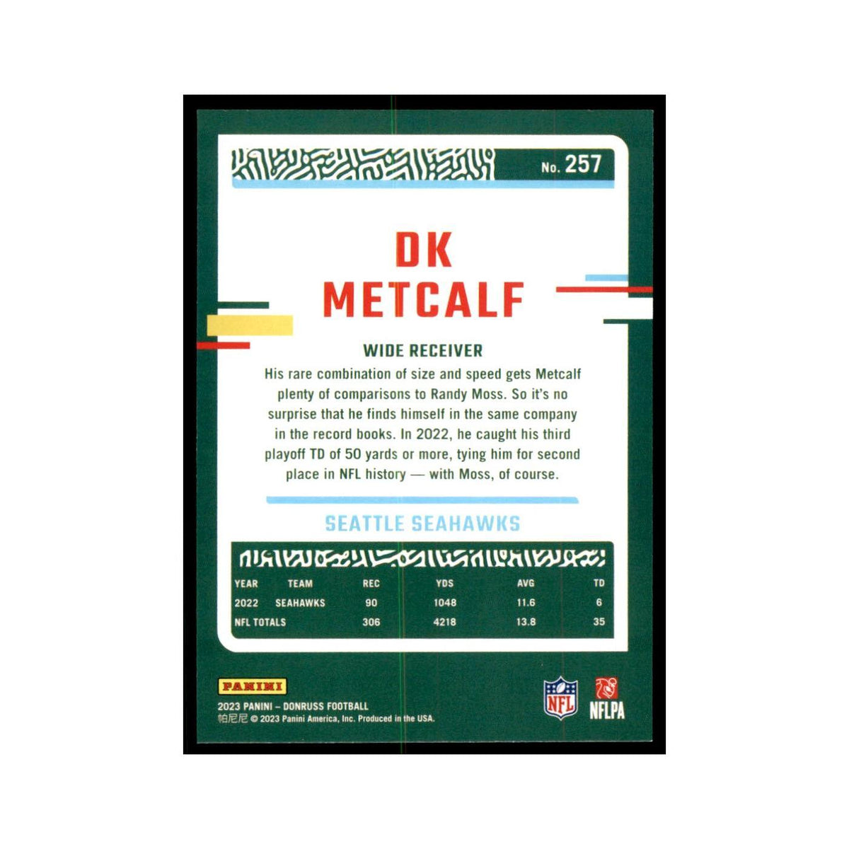 DK Metcalf 2023 Donruss #257 Seattle Seahawks Football Card NM
