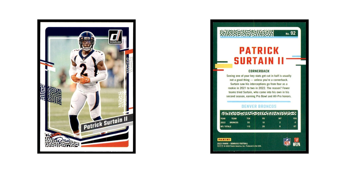Patrick Surtain II 2023 Donruss #92 Denver Broncos Football Card NM