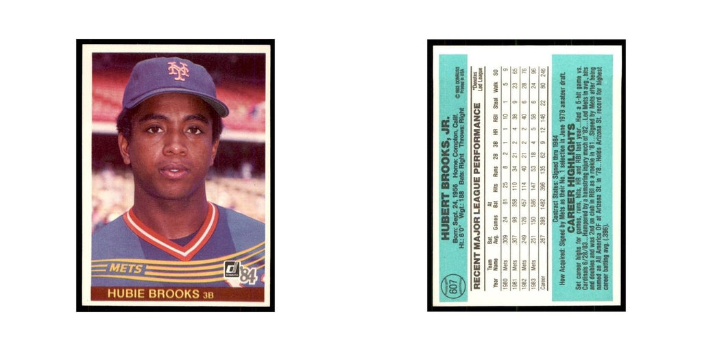 Hubie Brooks 1984 Donruss #607 New York Mets Baseball Card NM