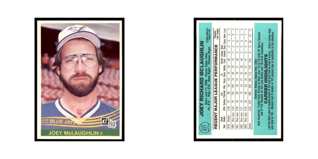 Joey McLaughlin 1984 Donruss #617 Toronto Blue Jays Baseball Card NM