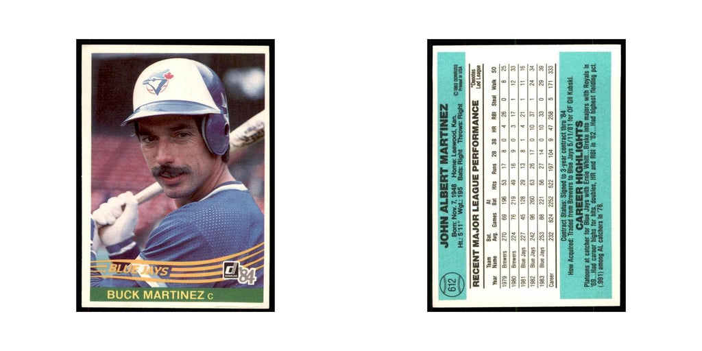 Buck Martinez 1984 Donruss #612 Toronto Blue Jays Baseball Card NM