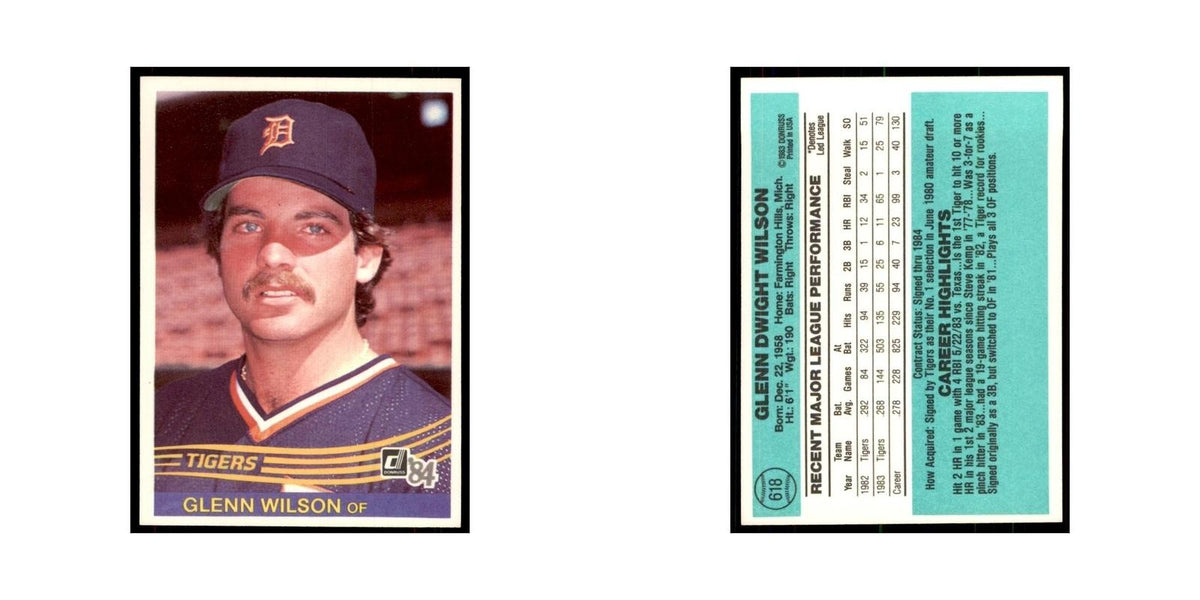 Glenn Wilson 1984 Donruss #618 Detroit Tigers Baseball Card NM