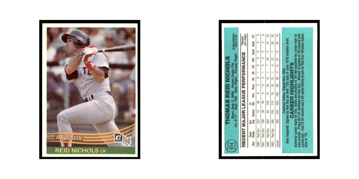 Reid Nichols 1984 Donruss #614 Boston Red Sox Baseball Card NM