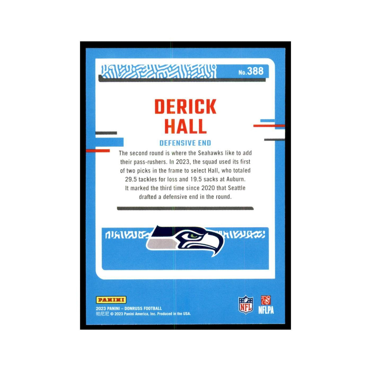 Derick Hall 2023 Donruss #388 Seattle Seahawks Football Card NM