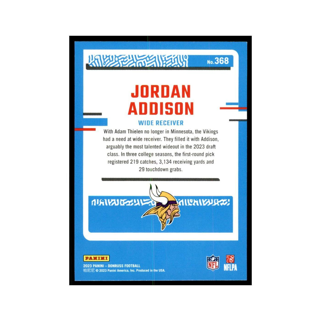 Jordan Addison 2023 Donruss #368 Minnesota Vikings Football Card NM