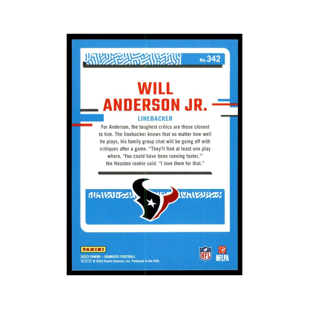 Will Anderson Jr. 2023 Donruss #342 Houston Texans Football Card NM