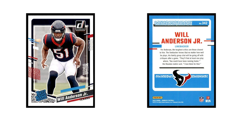 Will Anderson Jr. 2023 Donruss #342 Houston Texans Football Card NM