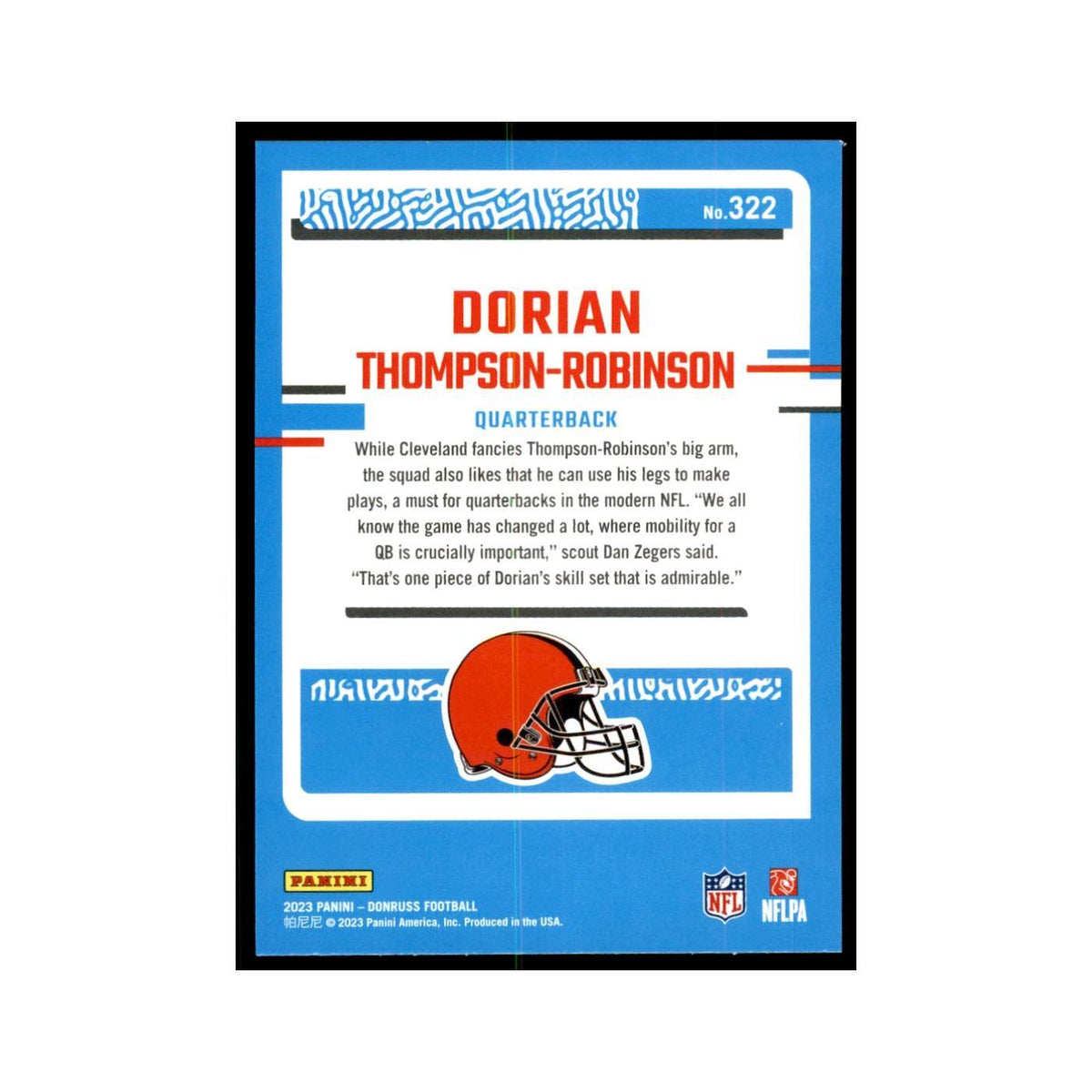 Dorian Thompson-Robinson 2023 Donruss #322 Cleveland Browns Football Card NM