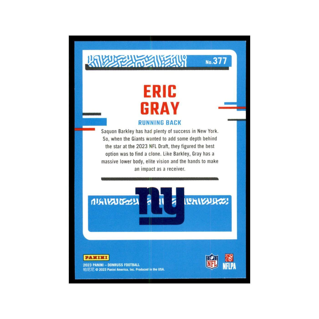 Eric Gray 2023 Donruss #377 New York Giants Football Card NM