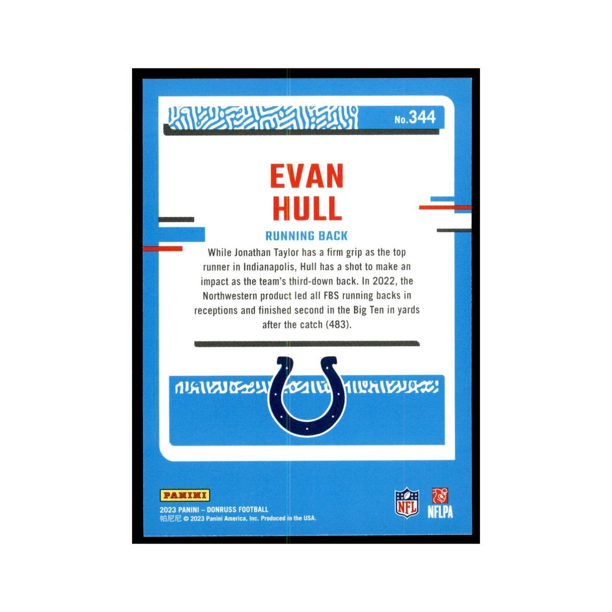 Evan Hull 2023 Donruss #344 Indianapolis Colts Football Card NM
