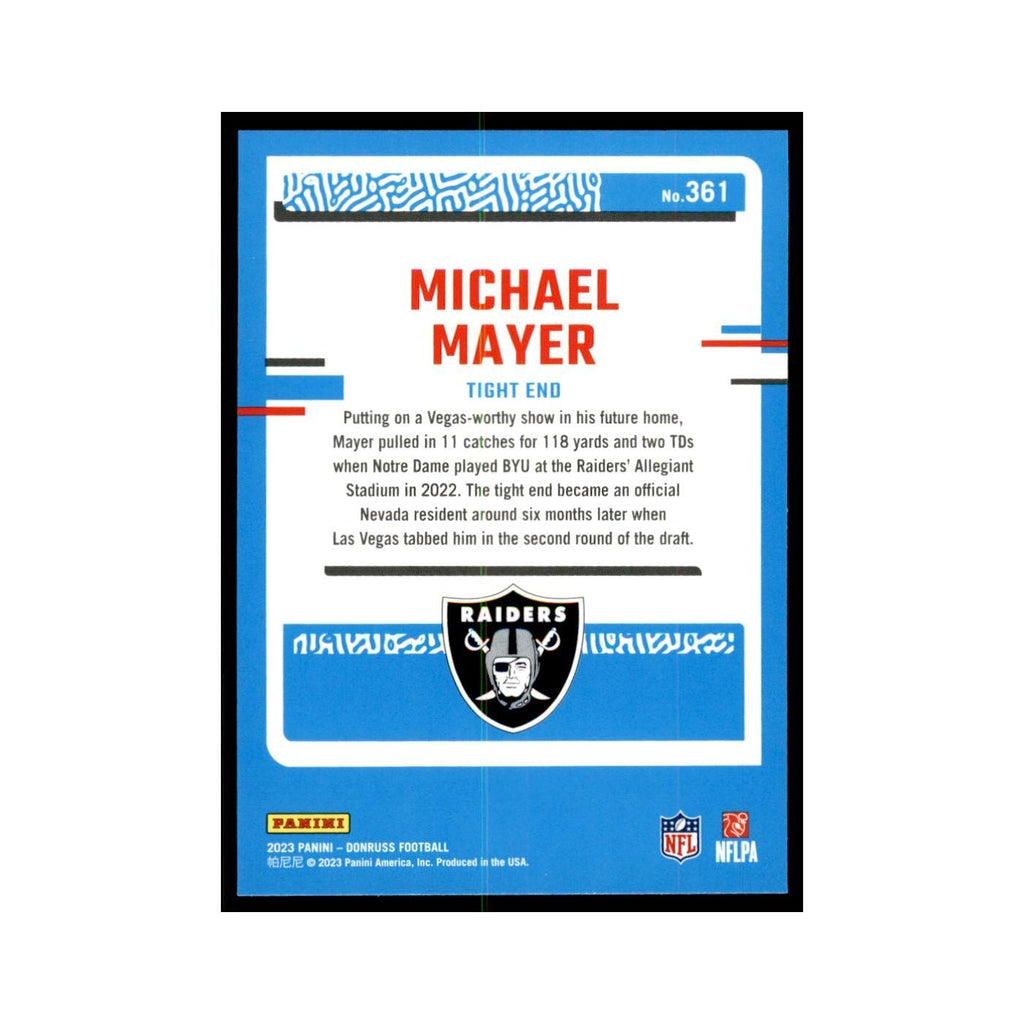 Michael Mayer 2023 Donruss #361 Las Vegas Raiders Football Card NM