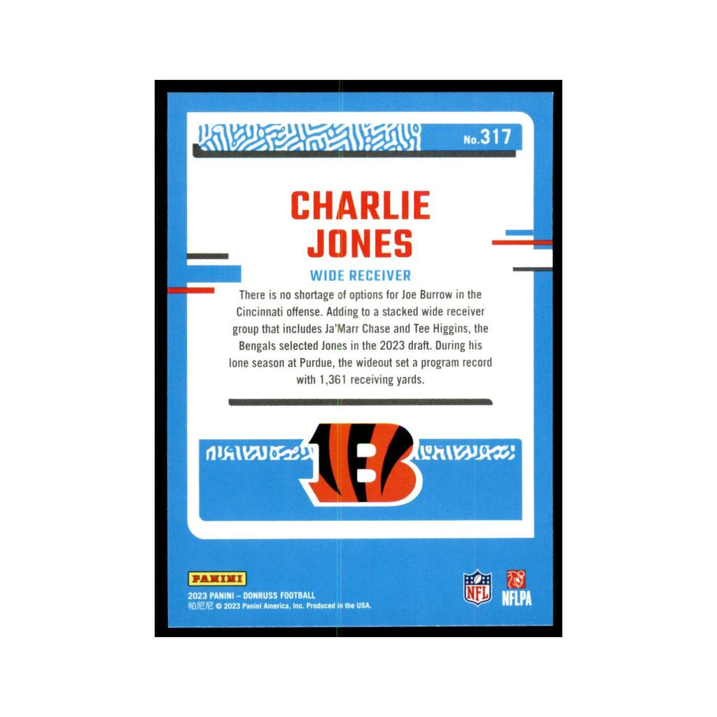 Charlie Jones 2023 Donruss #317 Cincinnati Bengals Football Card NM
