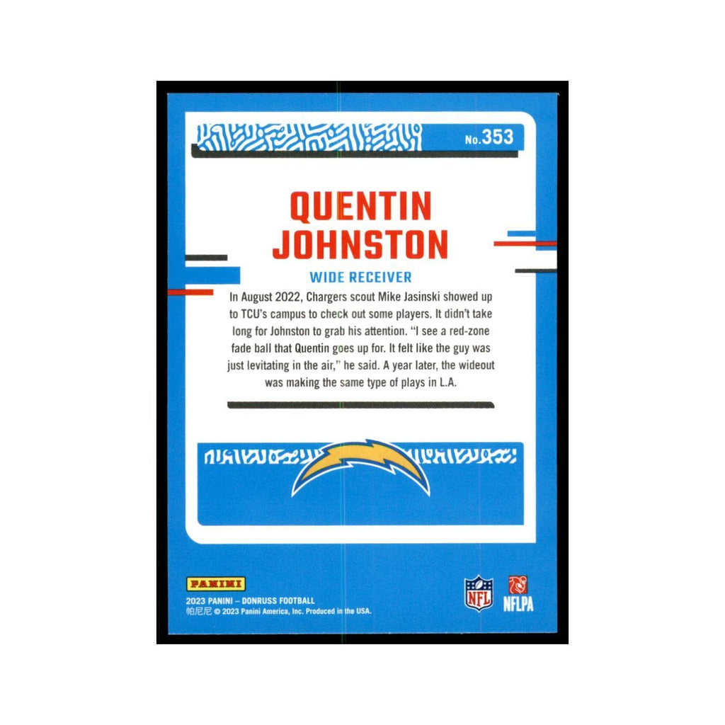 Quentin Johnston 2023 Donruss #353 Los Angeles Chargers Football Card NM