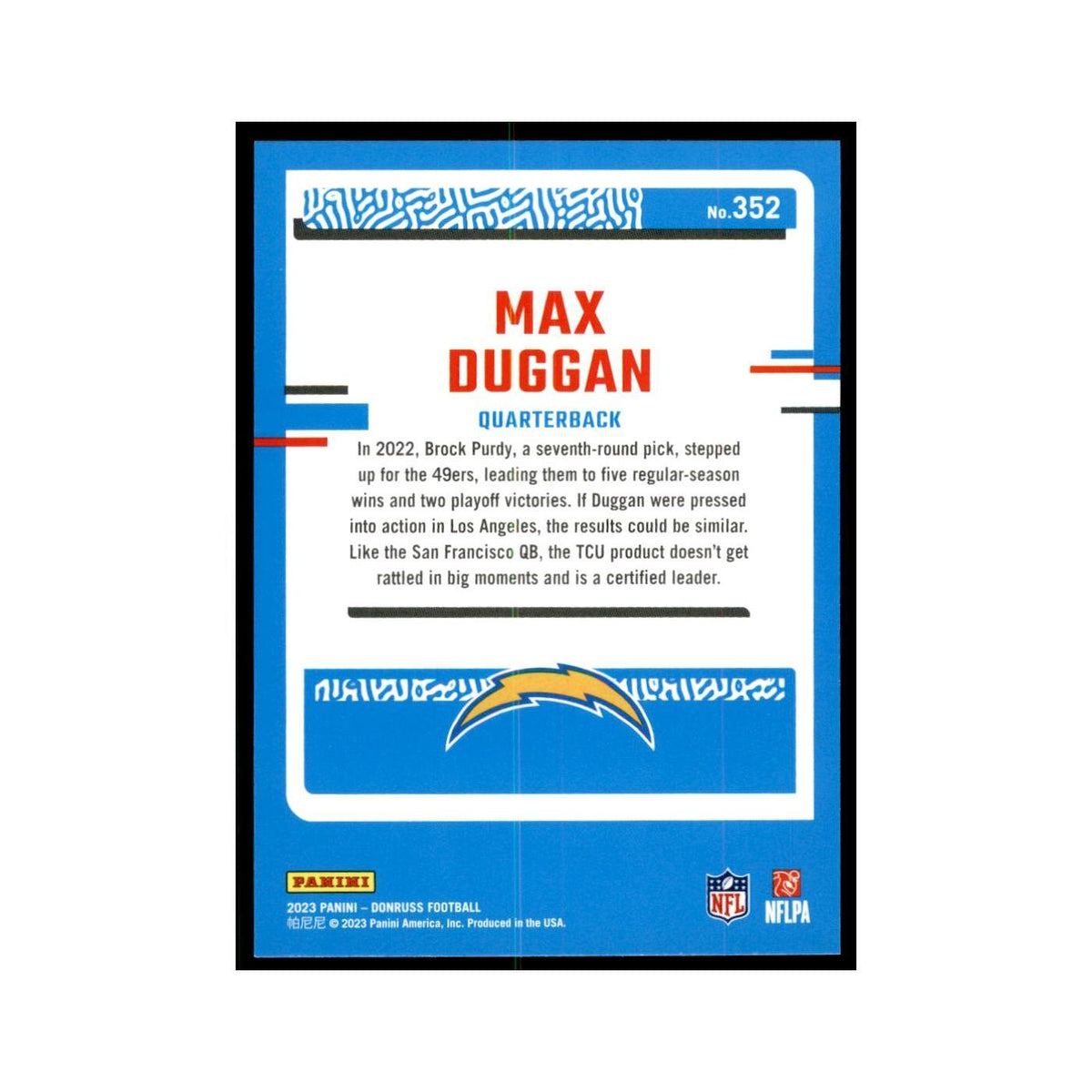 Max Duggan 2023 Donruss #352 Los Angeles Chargers Football Card NM