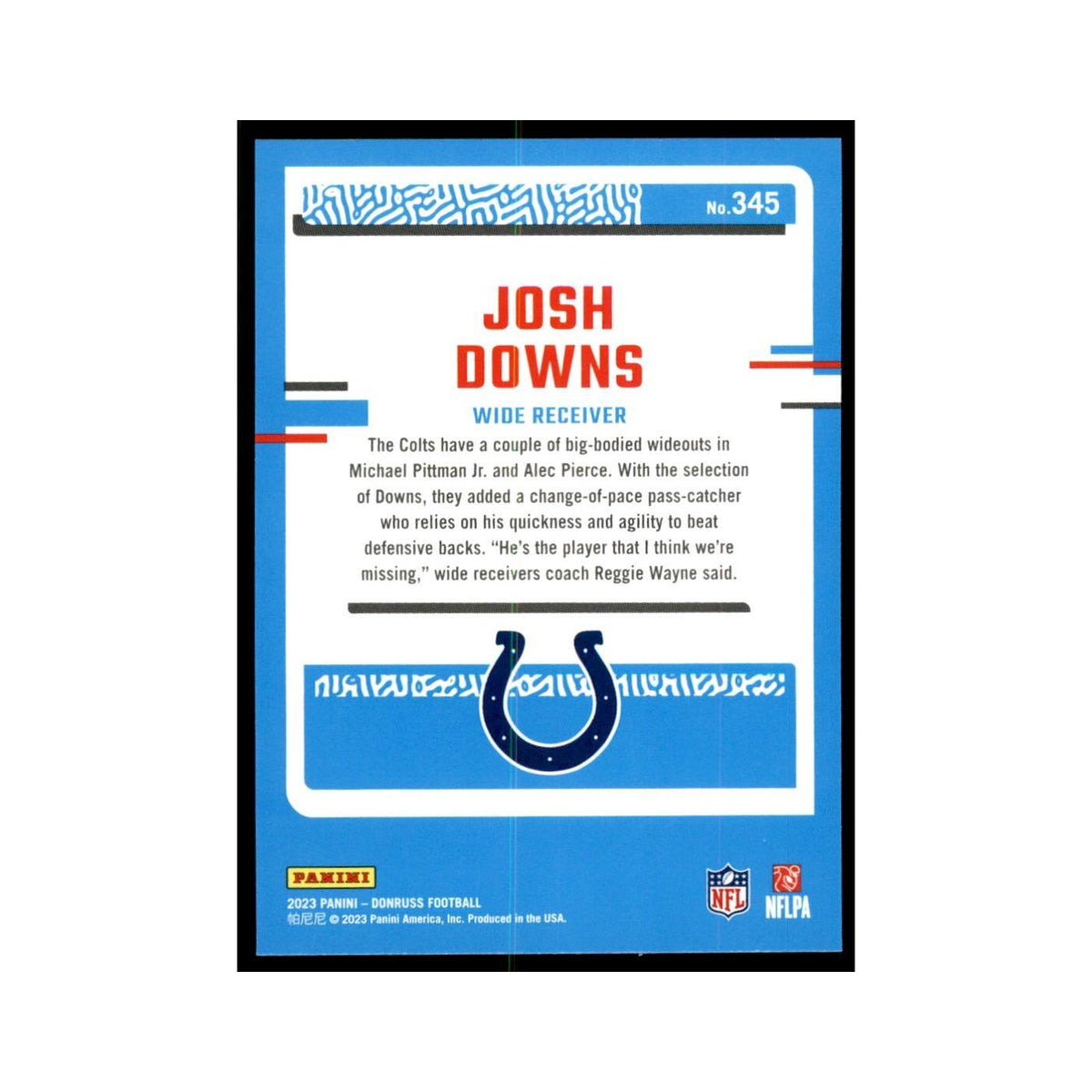 Josh Downs 2023 Donruss #345 Indianapolis Colts Football Card NM