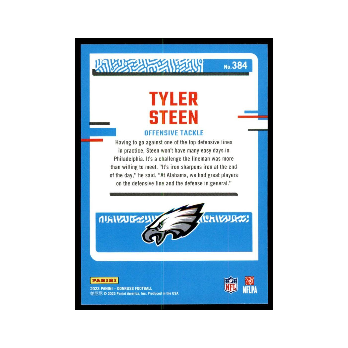 Tyler Steen 2023 Donruss #384 Philadelphia Eagles Football Card NM