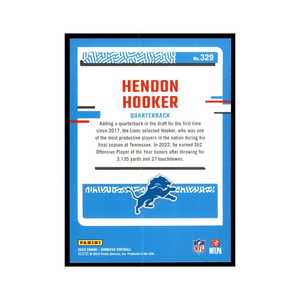 Hendon Hooker 2023 Donruss #329 Detroit Lions Football Card NM