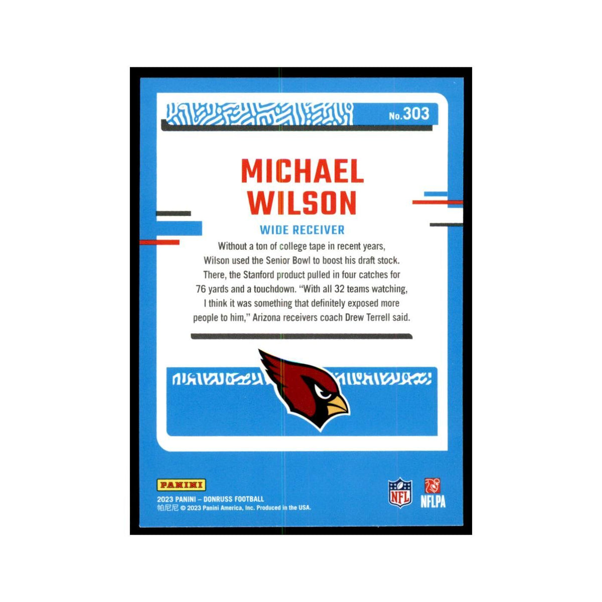 Michael Wilson 2023 Donruss #303 Arizona Cardinals Football Card NM