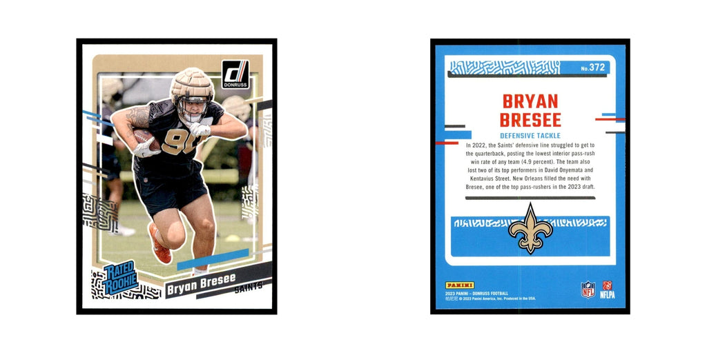 Bryan Bresee 2023 Donruss #372 New Orleans Saints Football Card NM