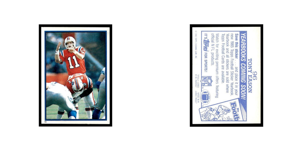 Tony Eason 1985 Topps Stickers #96 New England Patriots Football Card NM