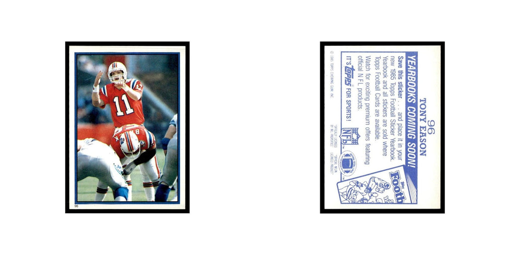 Tony Eason 1985 Topps Stickers #96 New England Patriots Football Card NM