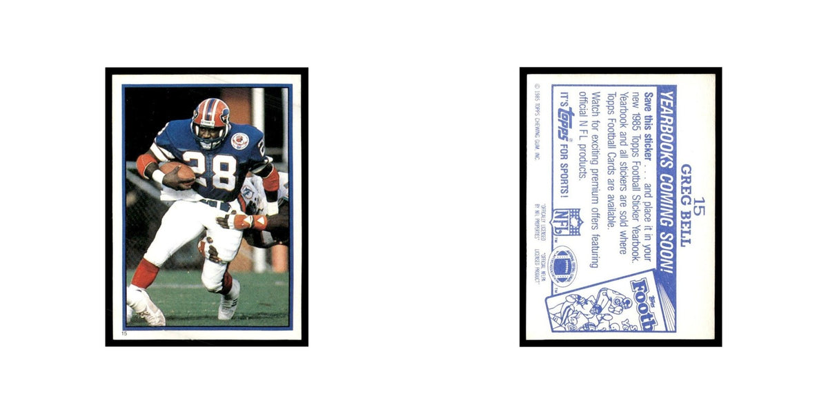 Greg Bell 1985 Topps Stickers #15 Buffalo Bills Football Card NM