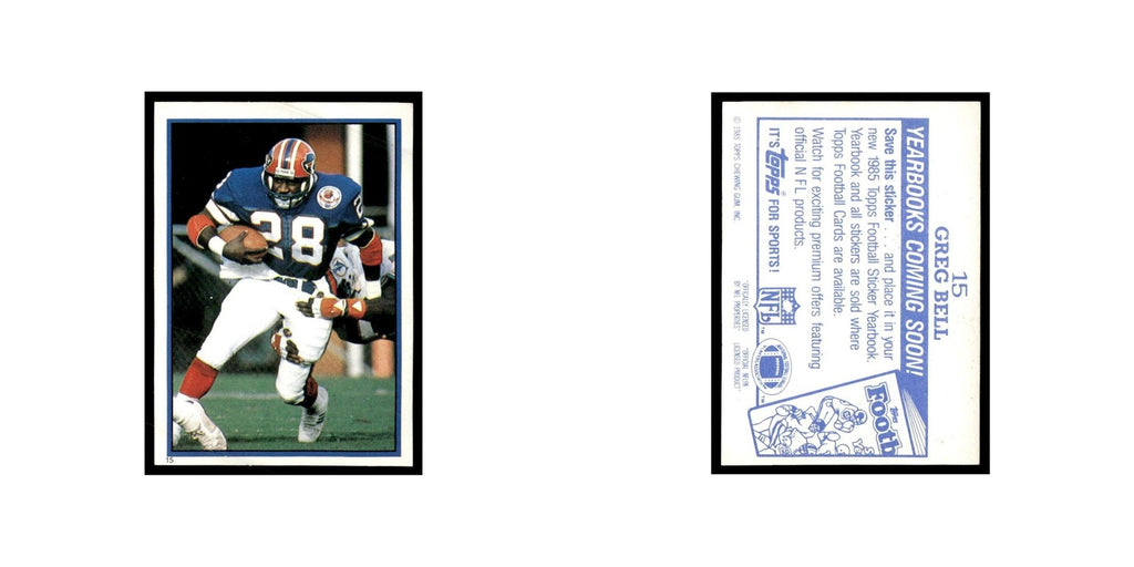 Greg Bell 1985 Topps Stickers #15 Buffalo Bills Football Card NM