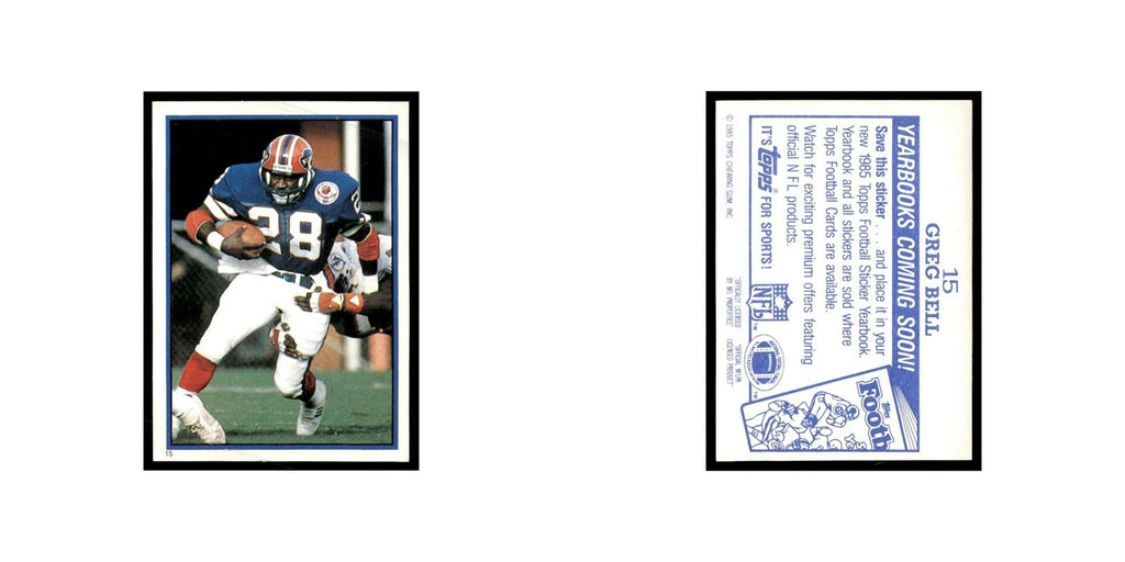 Greg Bell 1985 Topps Stickers #15 Buffalo Bills Football Card NM