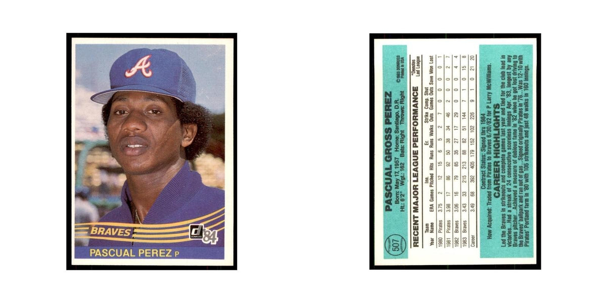 Pascual Perez 1984 Donruss #507 Atlanta Braves Baseball Card NM