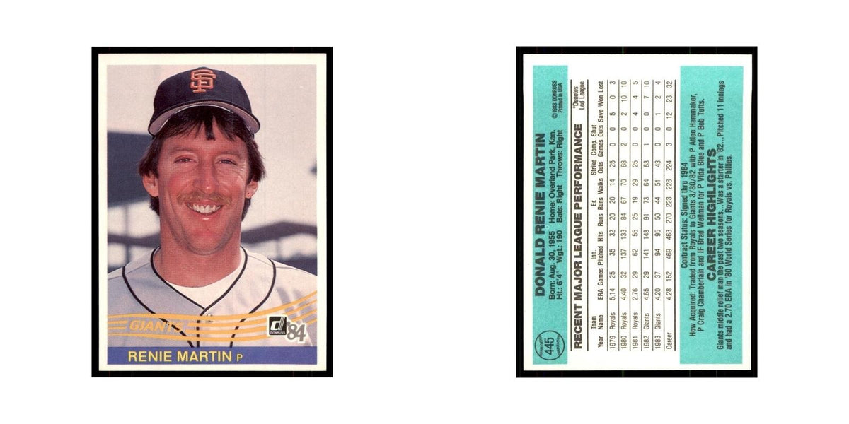Renie Martin 1984 Donruss #445 San Francisco Giants Baseball Card NM