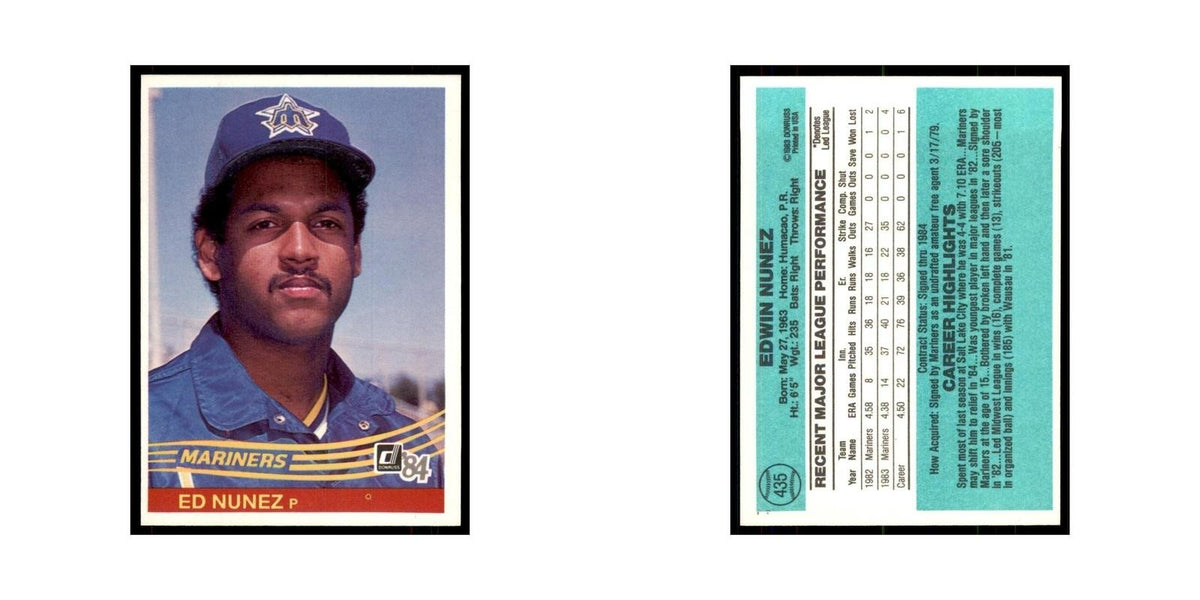 Ed Nunez Rookie 1984 Donruss #435 Seattle Mariners Baseball Card NM