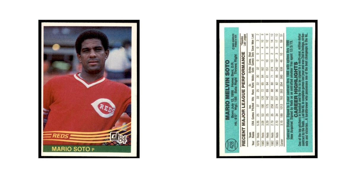 Mario Soto 1984 Donruss #428 Cincinnati Reds Baseball Card NM