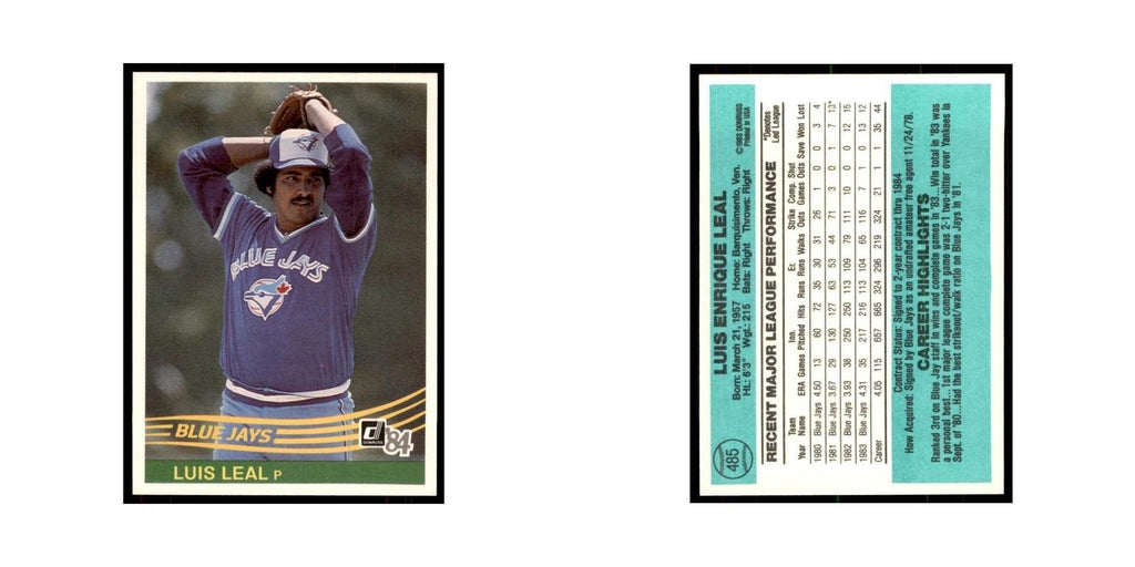Luis Leal 1984 Donruss #485 Toronto Blue Jays Baseball Card NM