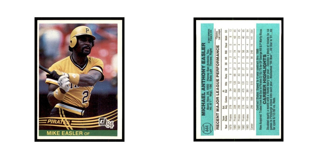 Mike Easler 1984 Donruss #444 Pittsburgh Pirates Baseball Card NM