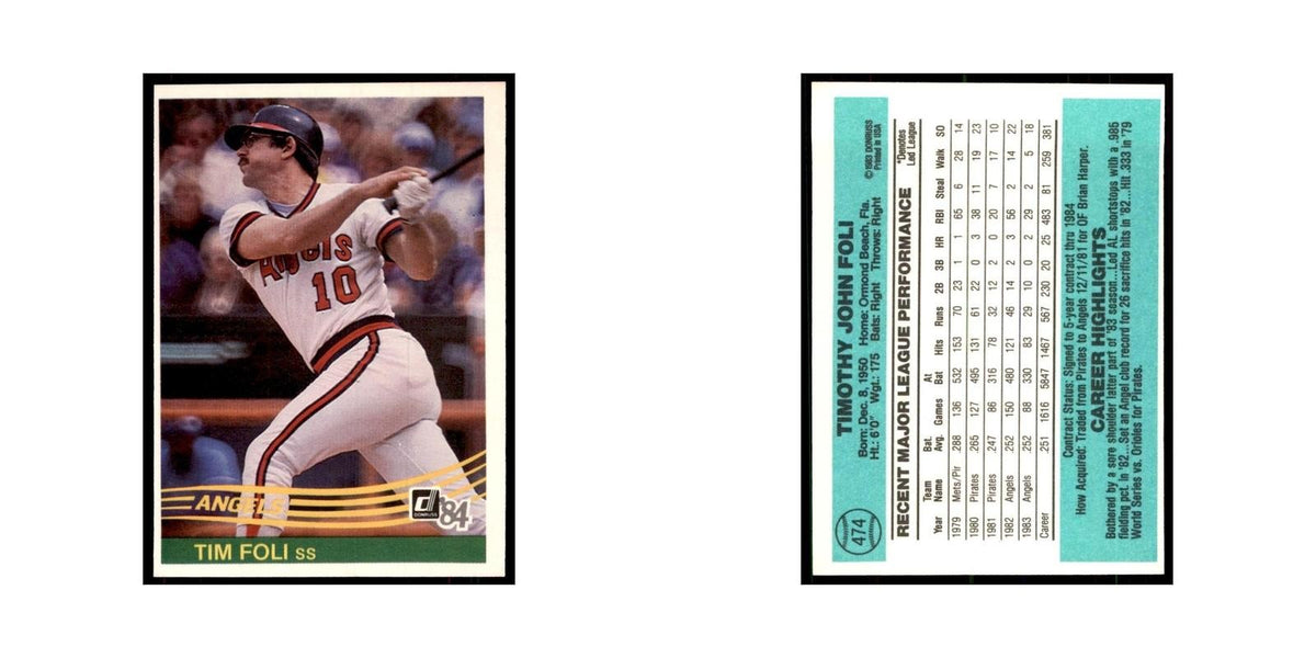 Tim Foli 1984 Donruss #474 California Angels Baseball Card NM