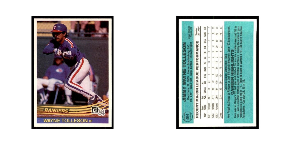 Wayne Tolleson 1984 Donruss #464 Texas Rangers Baseball Card NM