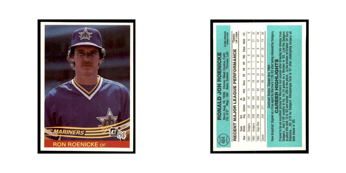 Ron Roenicke 1984 Donruss #484 Seattle Mariners Baseball Card NM