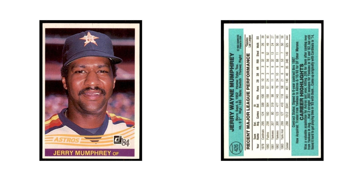 Jerry Mumphrey 1984 Donruss #426 Houston Astros Baseball Card NM