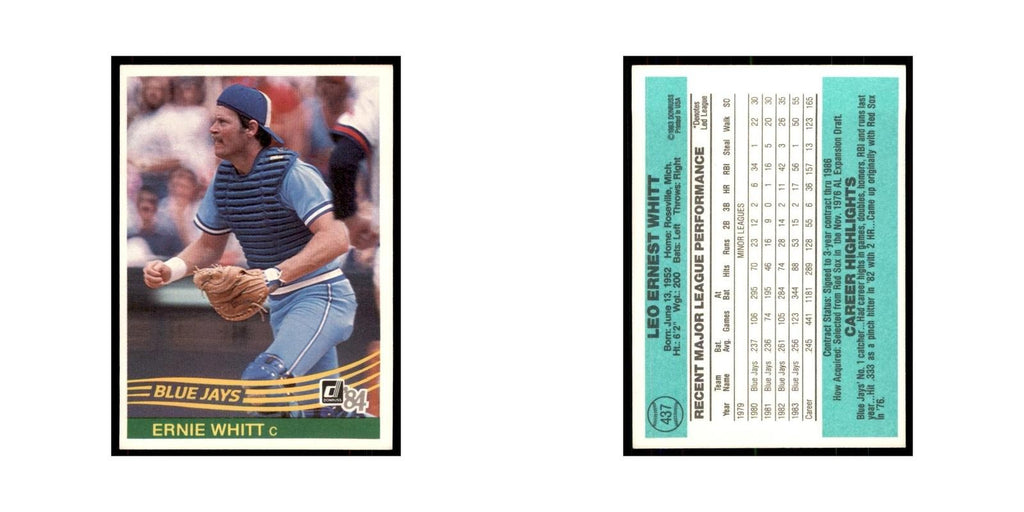Ernie Whitt 1984 Donruss #437 Toronto Blue Jays Baseball Card NM
