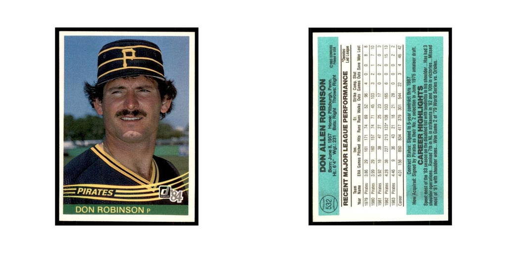 Don Robinson 1984 Donruss #532 Pittsburgh Pirates Baseball Card NM